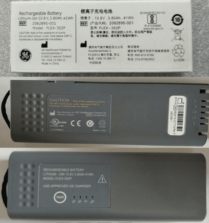 GE Original For B450  Rechargeable Battery Lithium-Ion 10.8V, 3.80Ah, 41Wh. REF: 2062895-001 Model: FLEX-3S2P